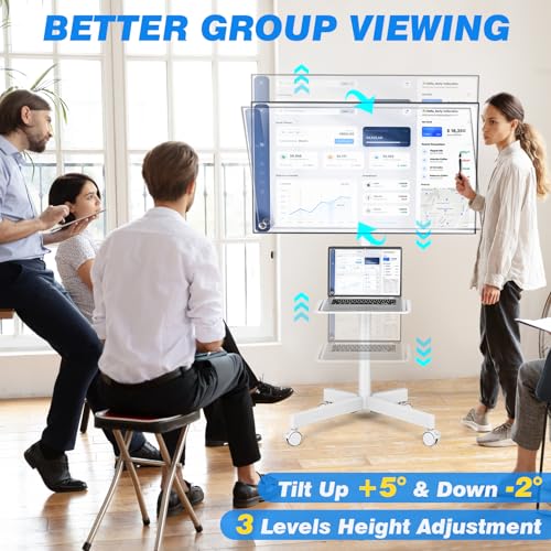 Mobile TV Cart for 23-60 Inch TVs, Height Adjustable Rolling Floor Stand with Wheels, Max VESA 400x400mm T962