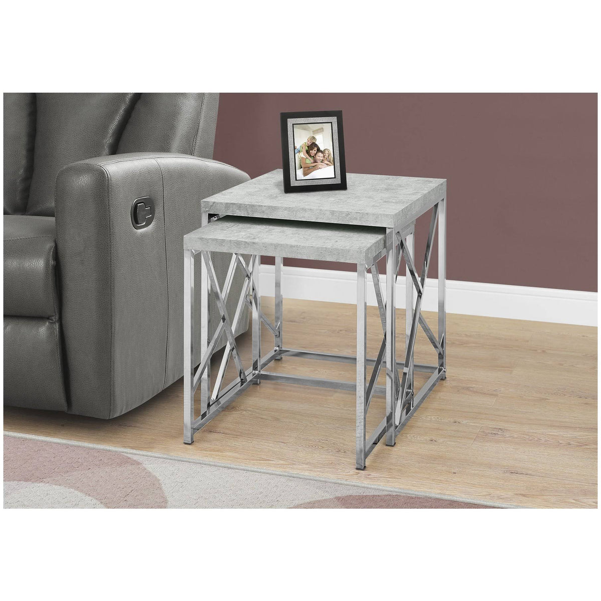 Gray Cement Finish Nesting Table Set E11226