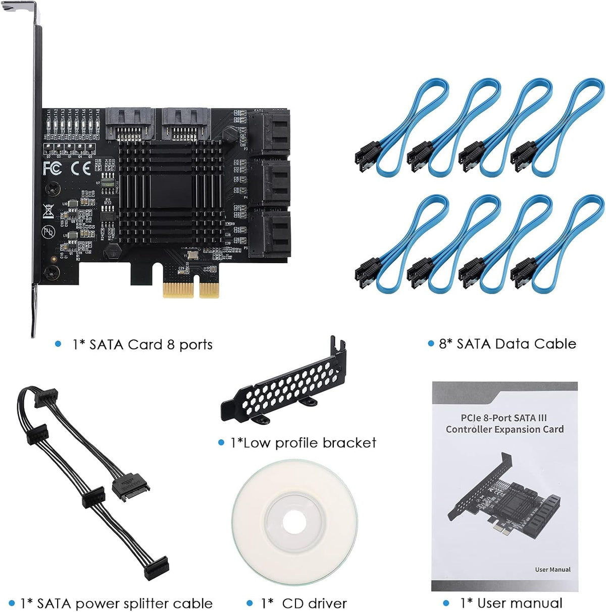 PCIe SATA Card 8 Ports Expansion Card I22206