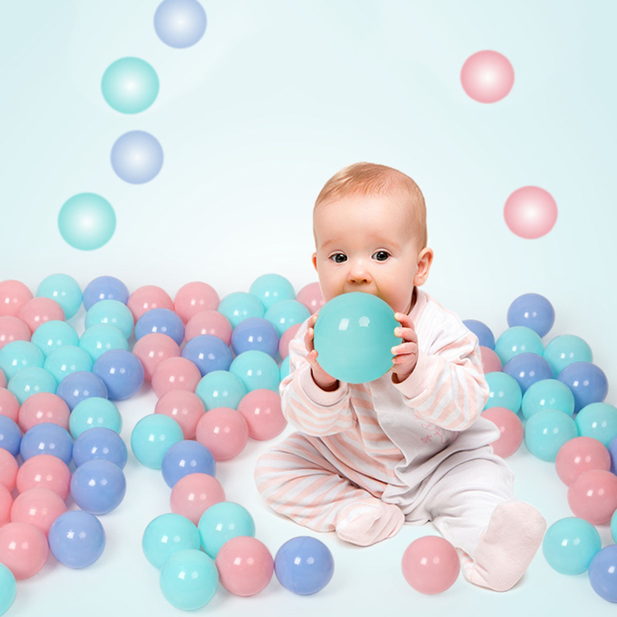 100pcs 5.5cm Plastic Balls with Mesh Bag O628114