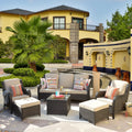 6 Pieces Wicker Outdoor Patio Furniture Set with Cushions P58548