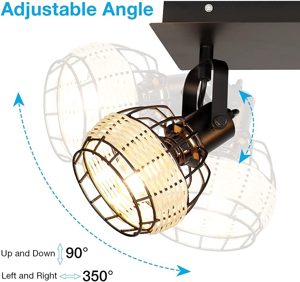 3-Light Rattan LED Track Ceiling Light R793571