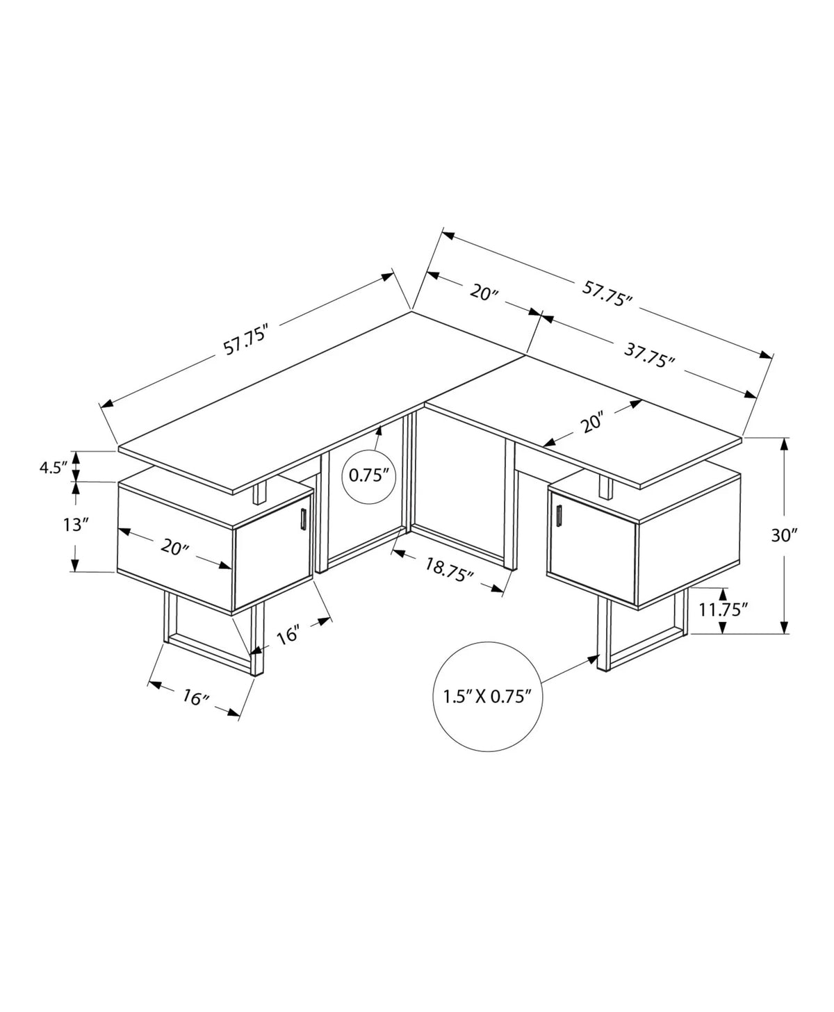 Black Laminate Corner Computer Desk G903