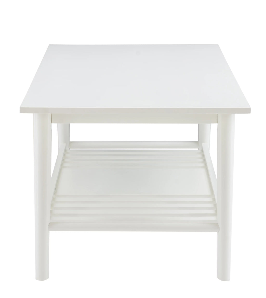 White Mid-Century Coffee Table with Shelf H75616