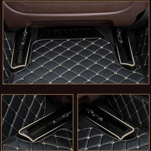 Black and Black with Green bar Luxury Leather Car Floor Mats O14917