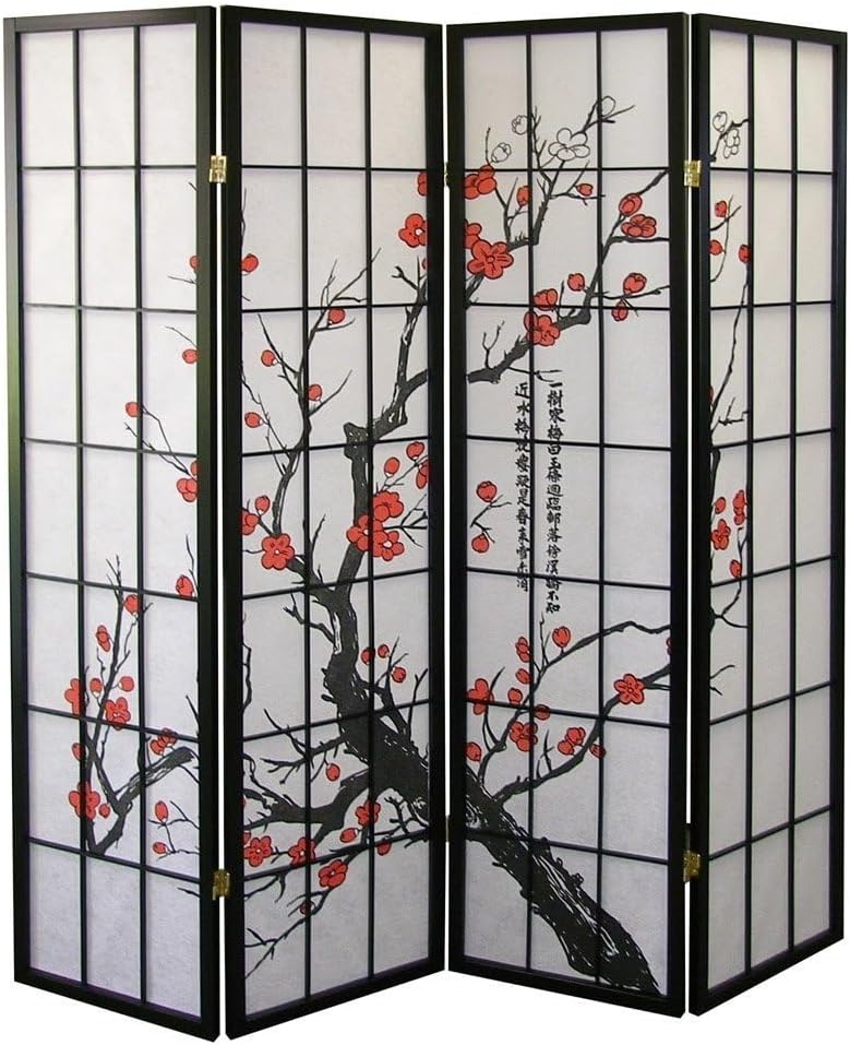 4-Panel Folding Shoji Screen Room Divider Z657659