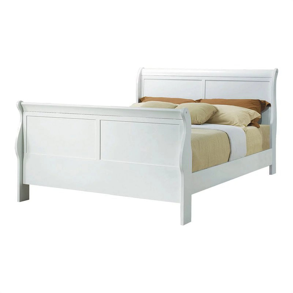 White Wood Queen Sleigh Bed Y639996