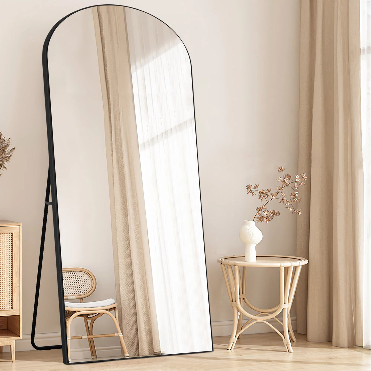71"x28" Black Arched Full Length Mirror U19996