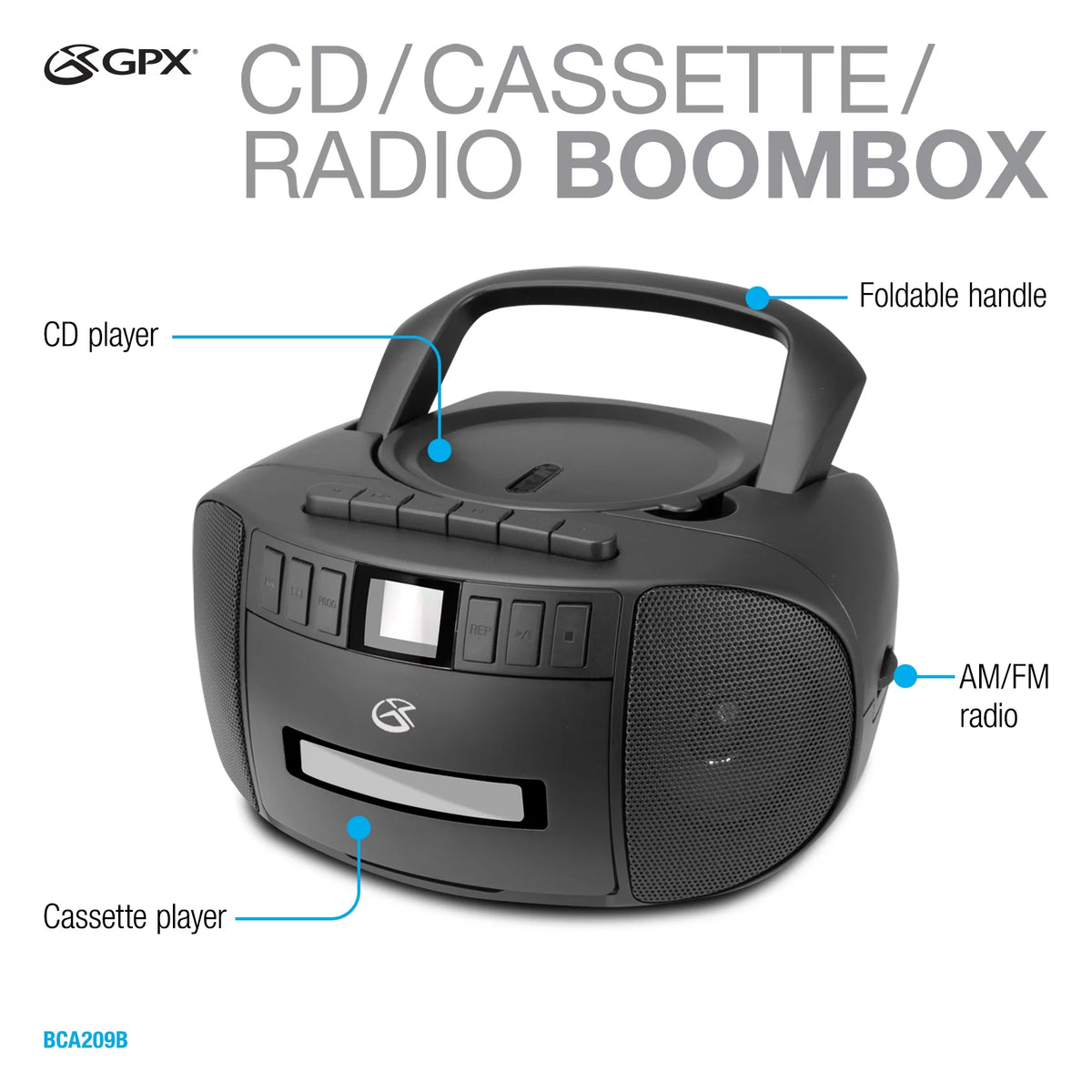 Black Cassette/CD/Radio Boombox F244