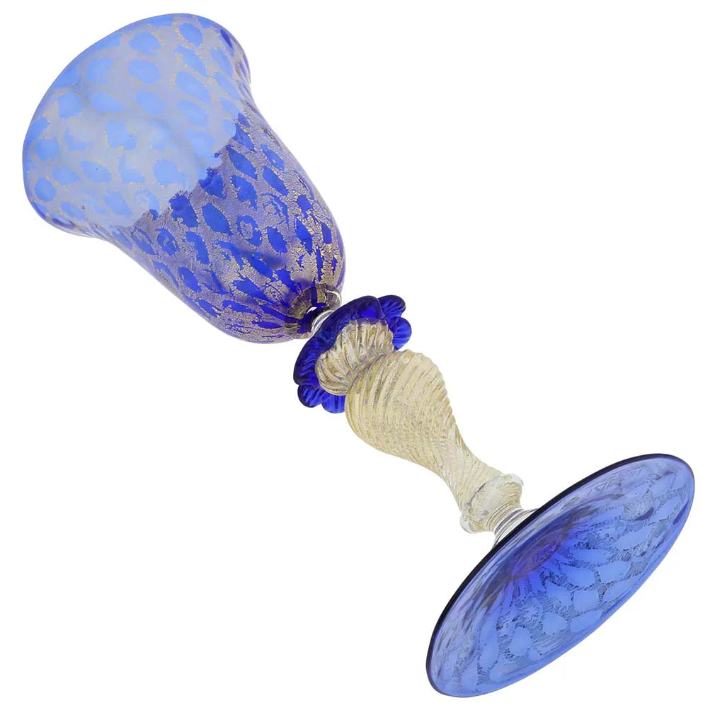 Blue and Gold Murano Glass Goblet Y2380