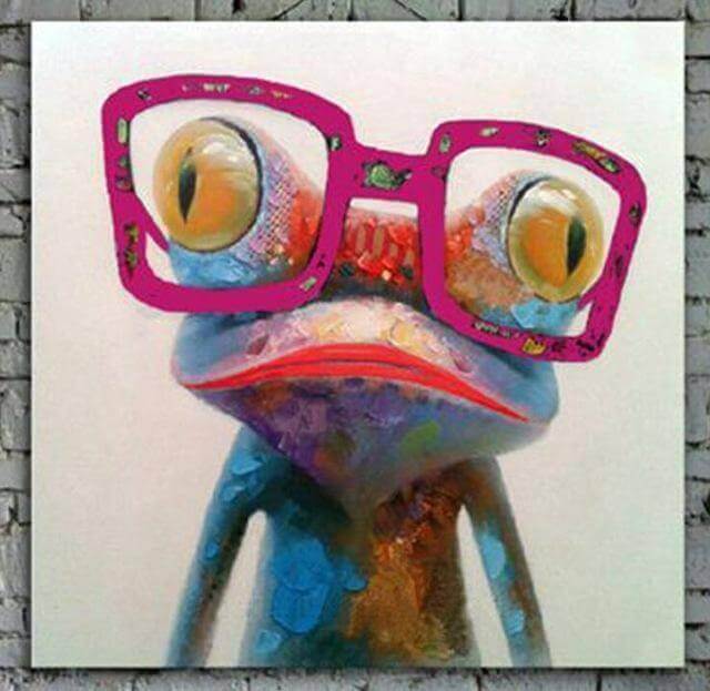 Frog with Glasses Canvas Painting Wall Art V506426