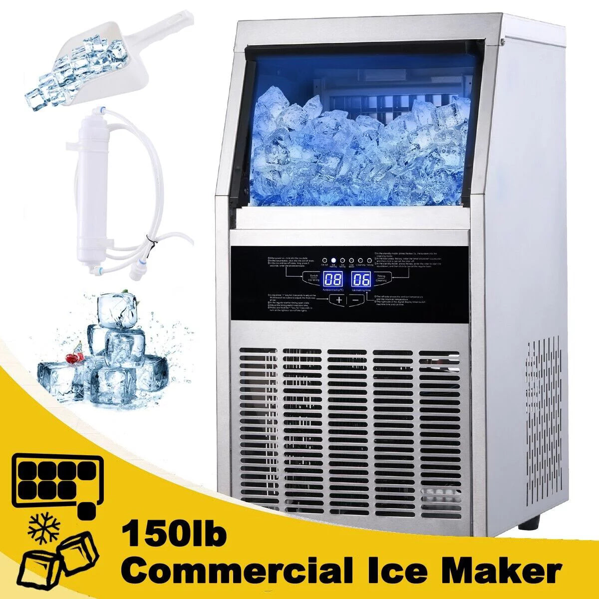 150lb Stainless Steel Commercial Ice Maker B8802