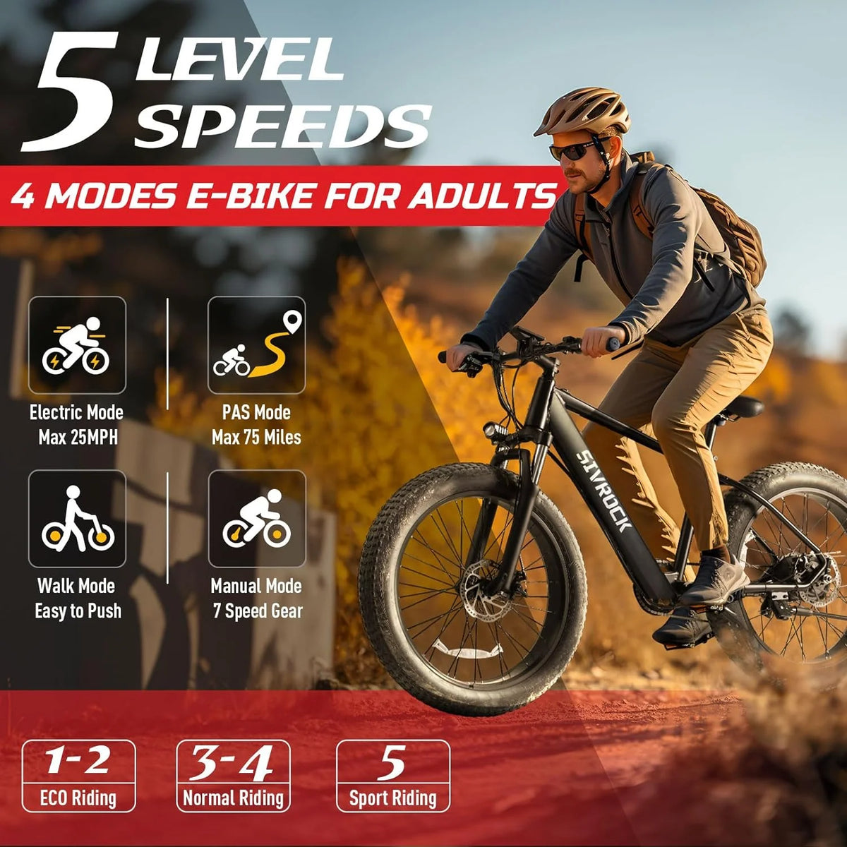 26" x 4.0 Fat Tire 1000W Electric Mountain Bicycle E106