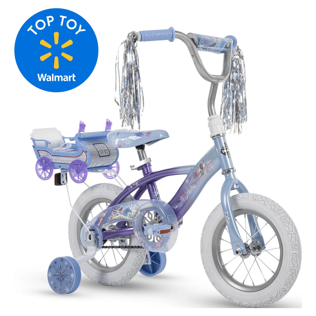 12 in. Bike with Doll Carrier Sleigh, White and Purple K734363