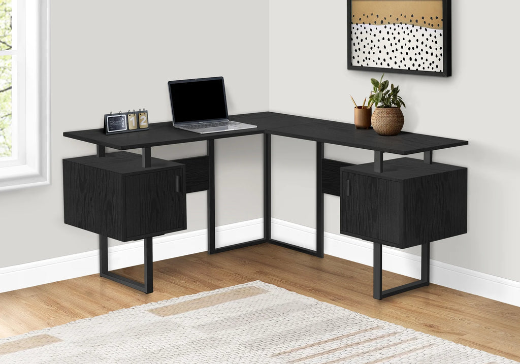 Black Laminate Corner Computer Desk G903