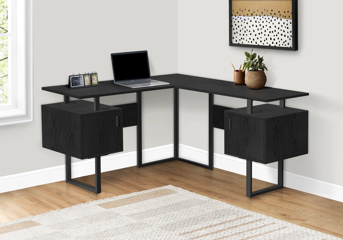 Black Laminate Corner Computer Desk G903