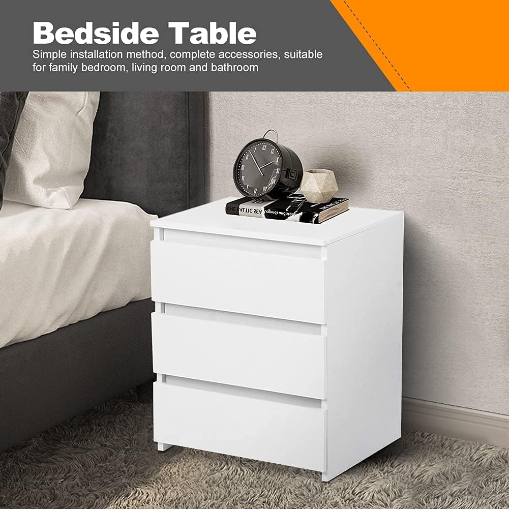 White 3 Drawer Nightstand F944079