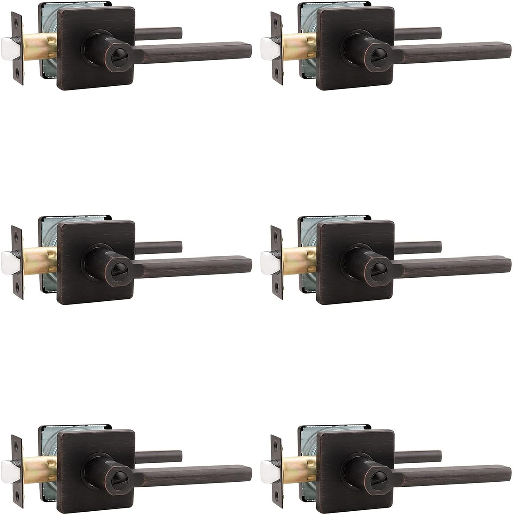2 Pack Square Privacy Door Lever in Satin Nickel J4146