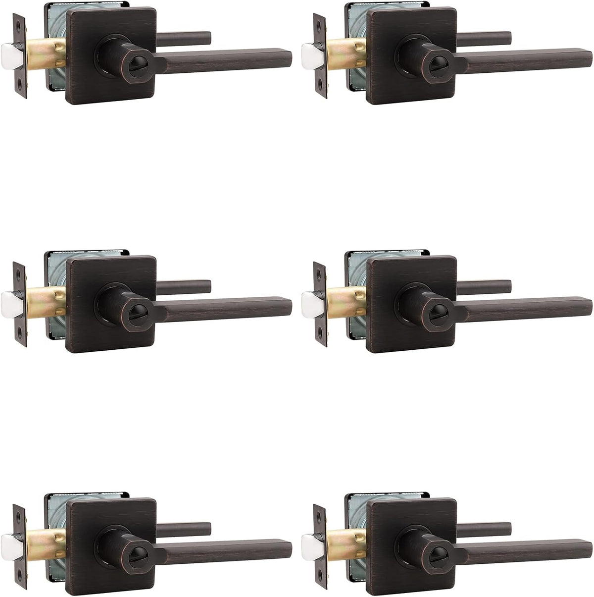 2 Pack Square Privacy Door Lever in Satin Nickel J4146