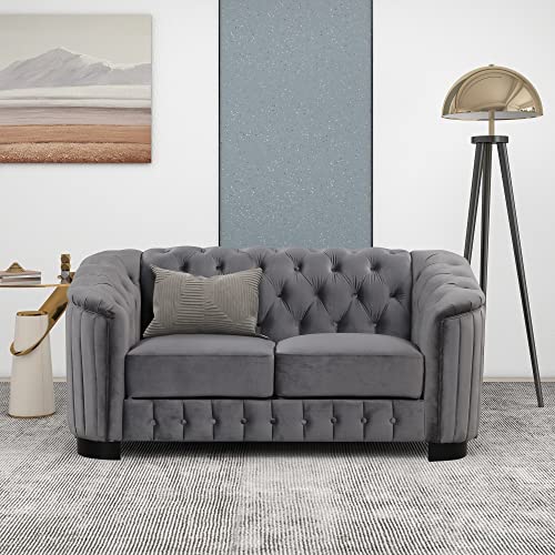 3 Piece Velvet Grey Sofa Set V303904
