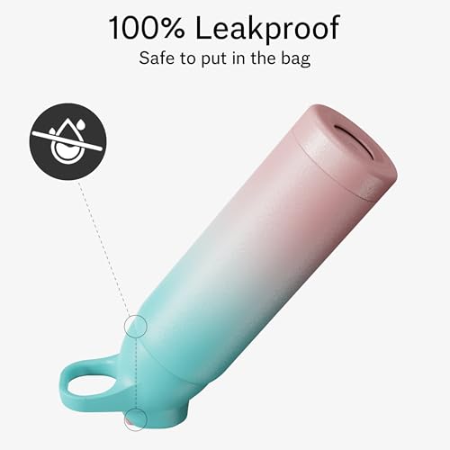 24 oz Black Insulated Stainless Steel Water Bottle with Straw A415