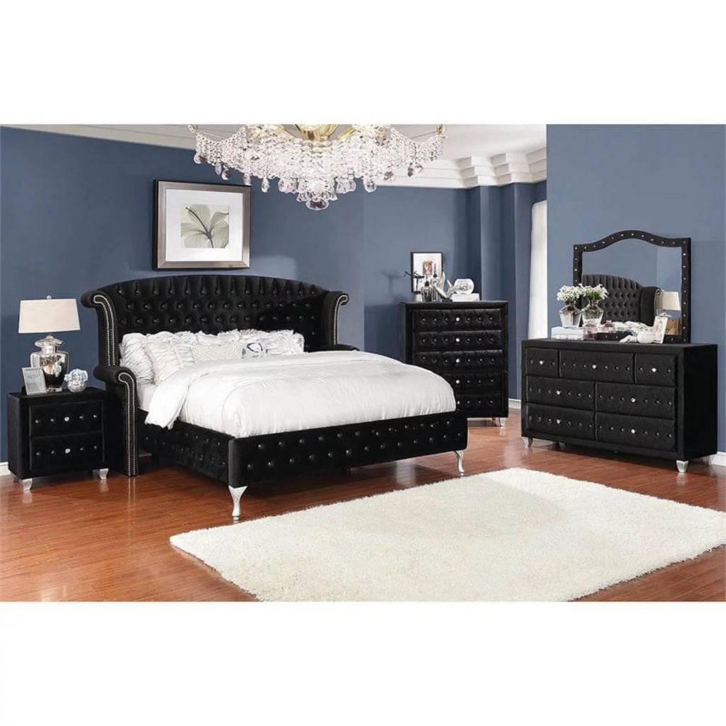 Black Tufted Wingback California King Bed G160