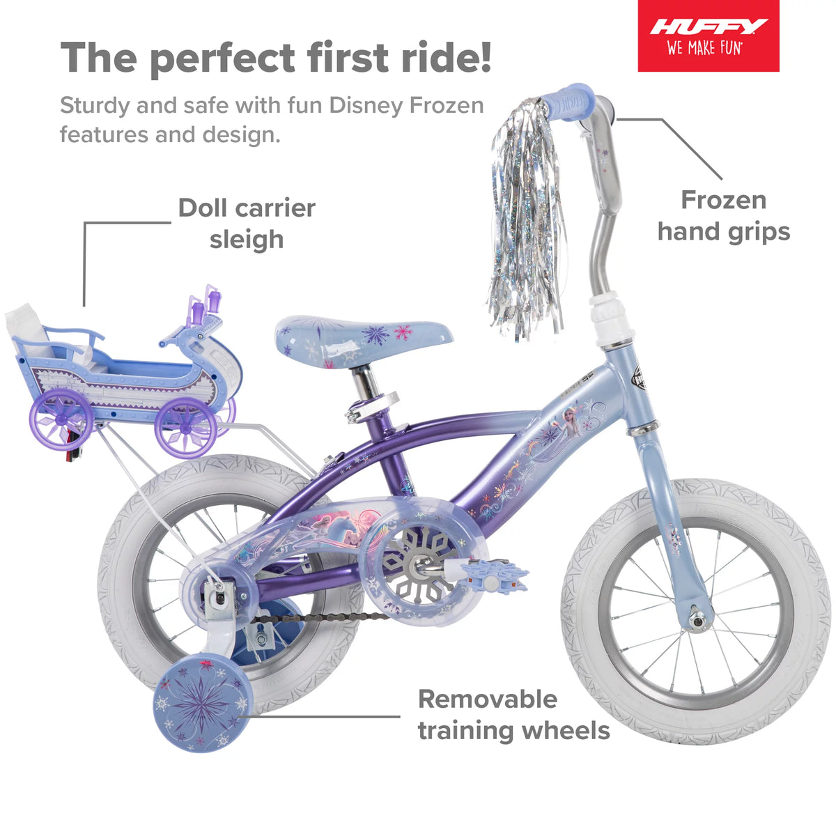 12 in. Bike with Doll Carrier Sleigh, White and Purple K734363