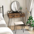 Vanity Desk with Mirror and Lights Makeup Dressing Table Set with Stool Q418344