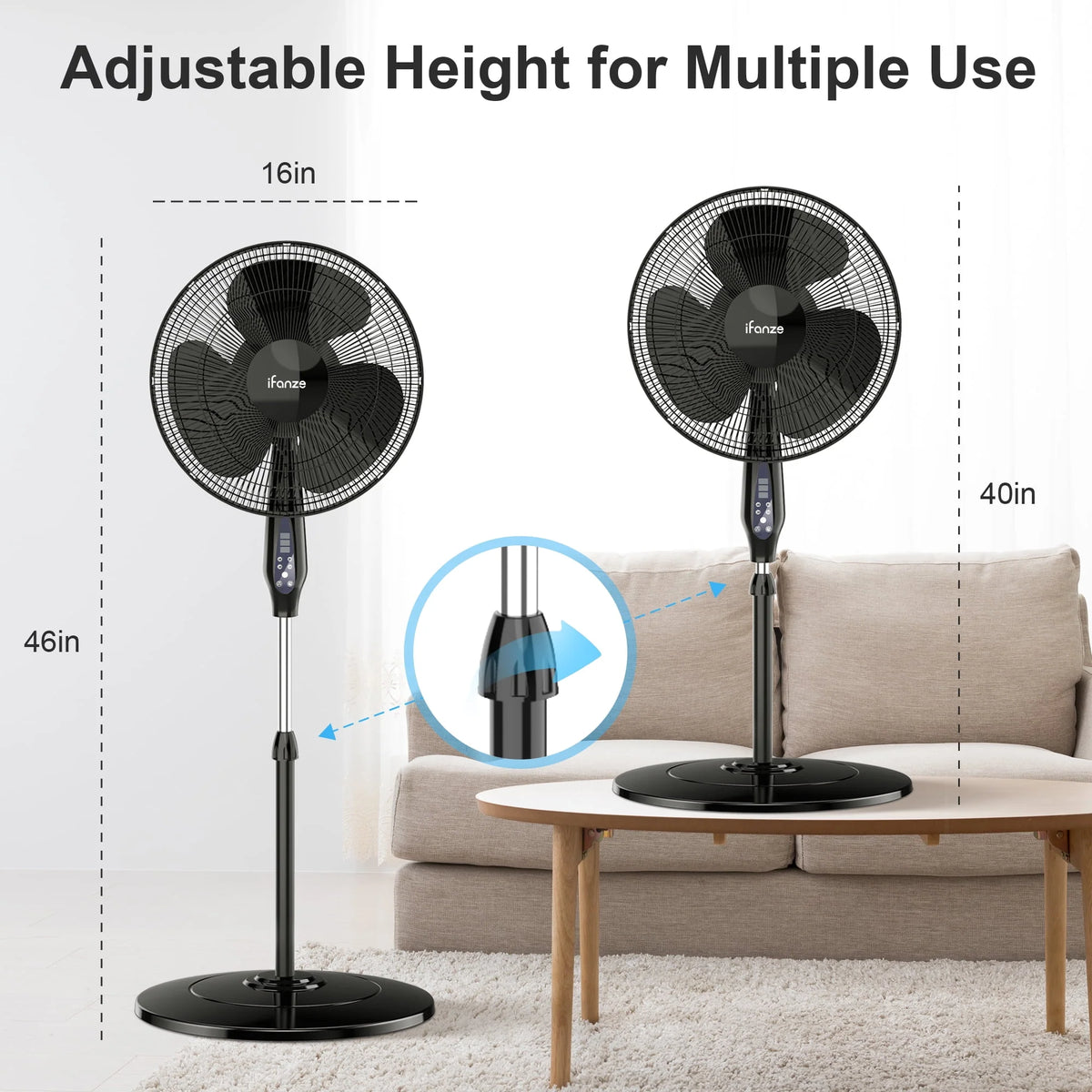 16'' Pedestal Oscillating Fan with Remote Control A8355