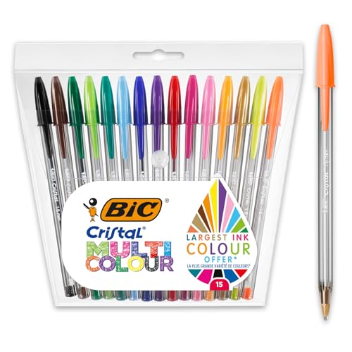 Multicolour Ballpoint Pens Wide Tip 1.6mm Pack Of 15 S568