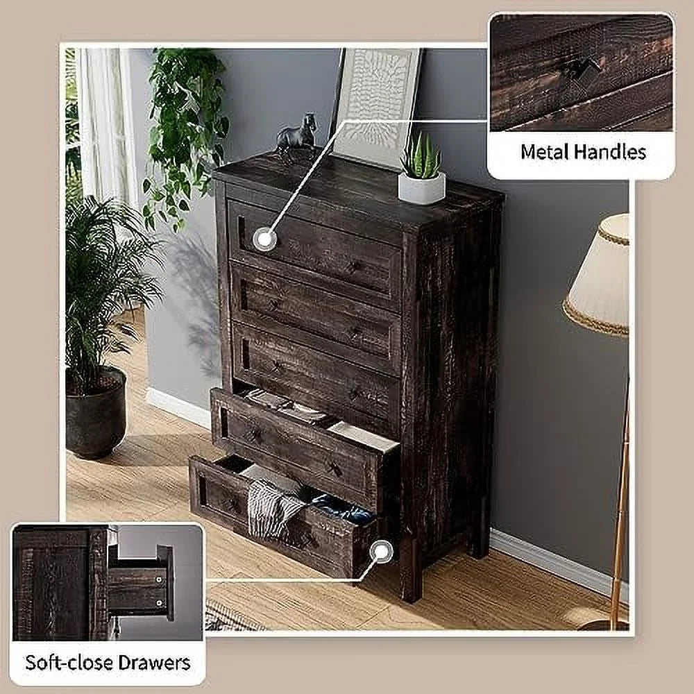Grey 6 Drawer Wood Dresser P38291
