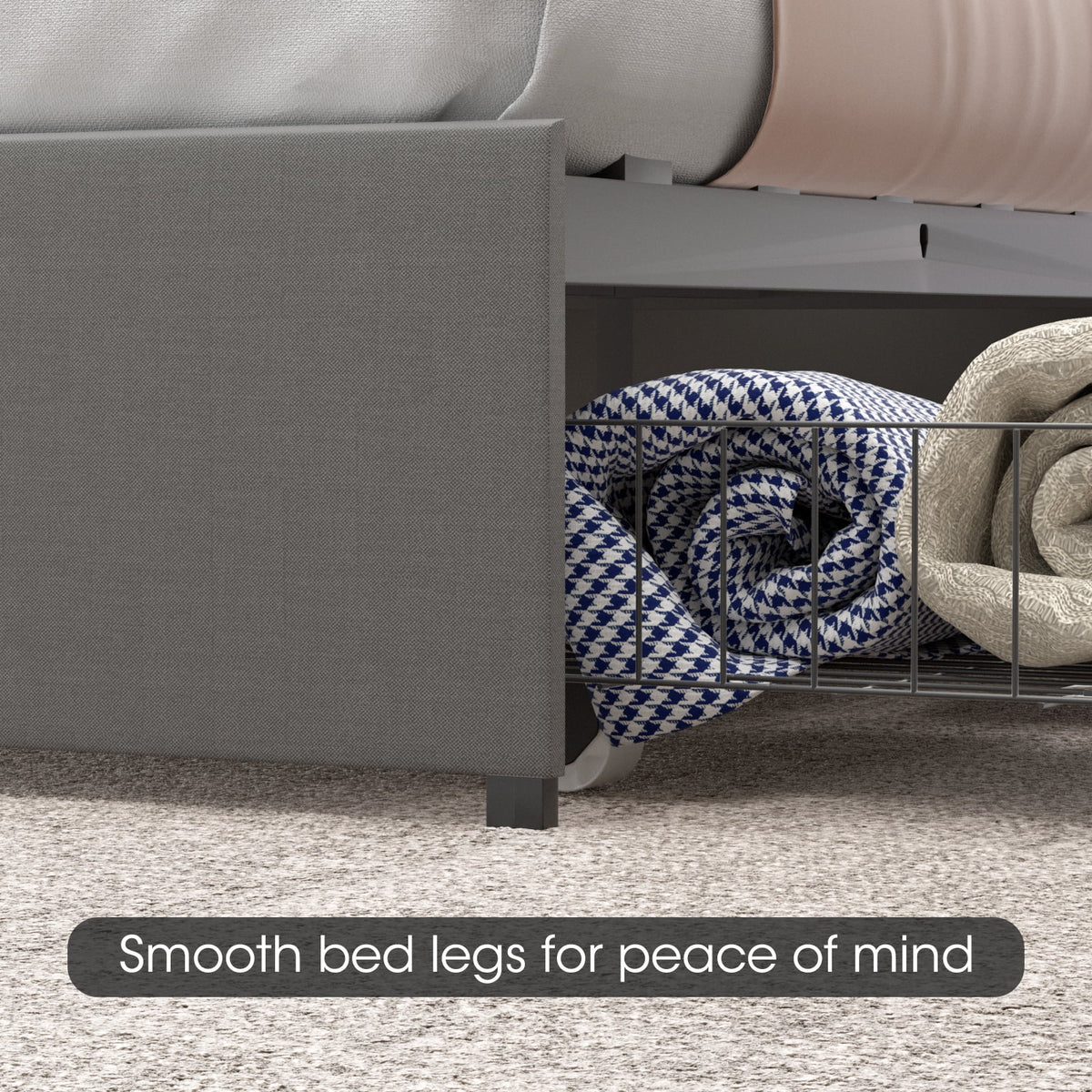 Queen Size Upholstered Platform Bed Frame with 4 Storage Drawers J712500