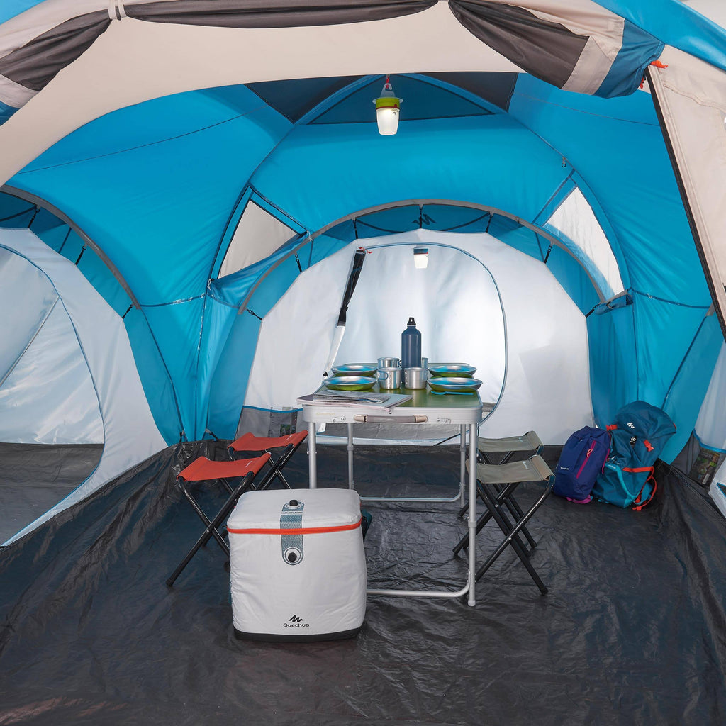 6 Persons 3 Rooms Arched Camping Tent in Blue Y650