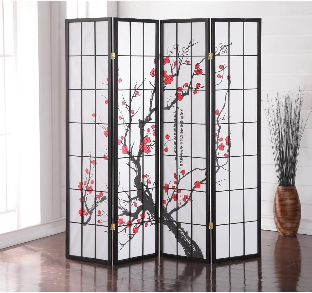 4-Panel Folding Shoji Screen Room Divider Z657659