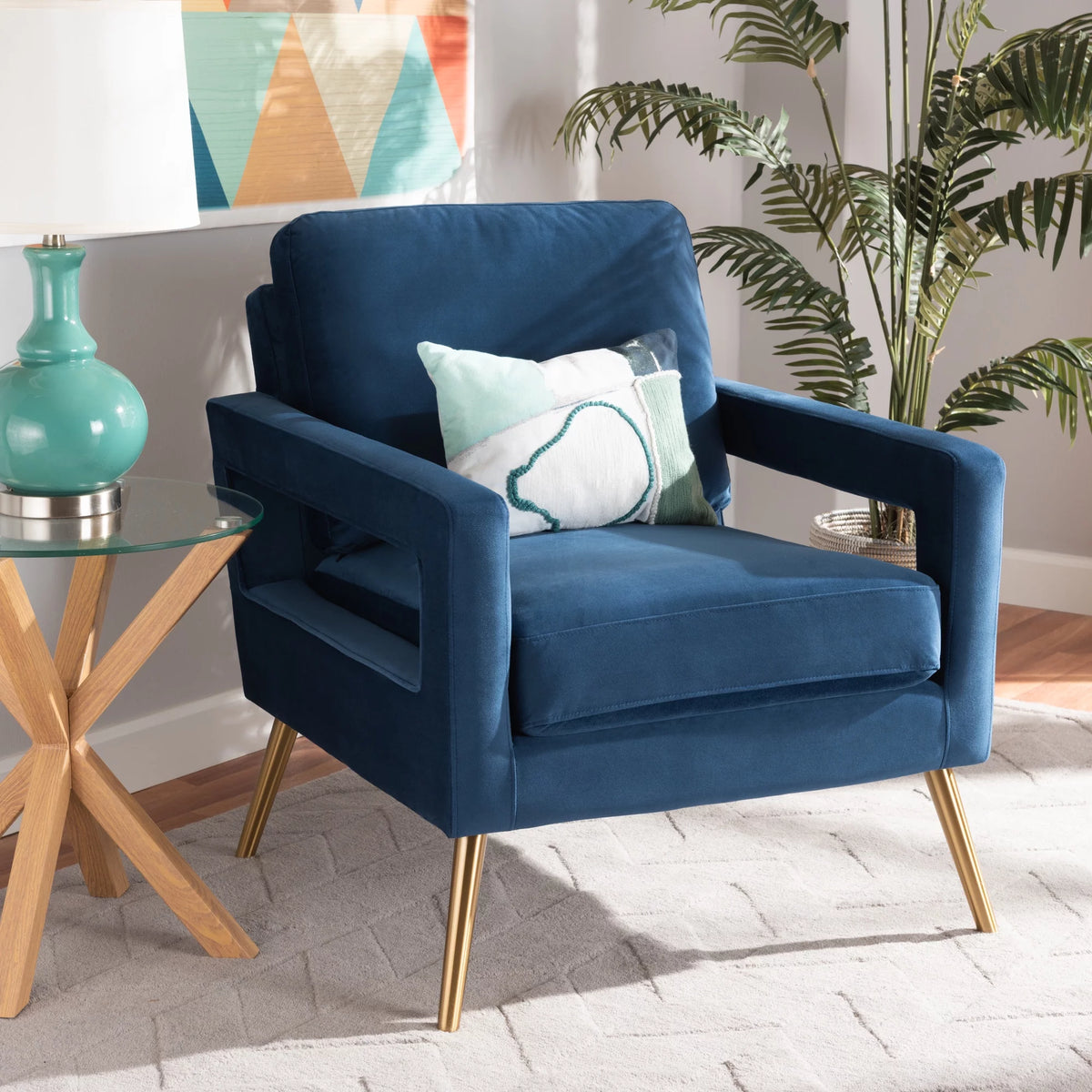 Navy Blue Wingback Chair H7061