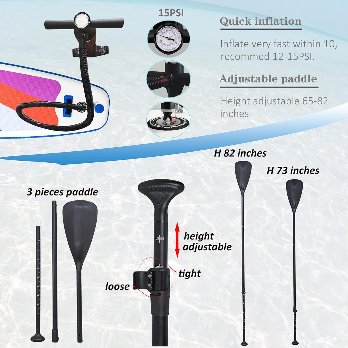 Inflatable Stand Up Paddle Board with Carry Bag V485