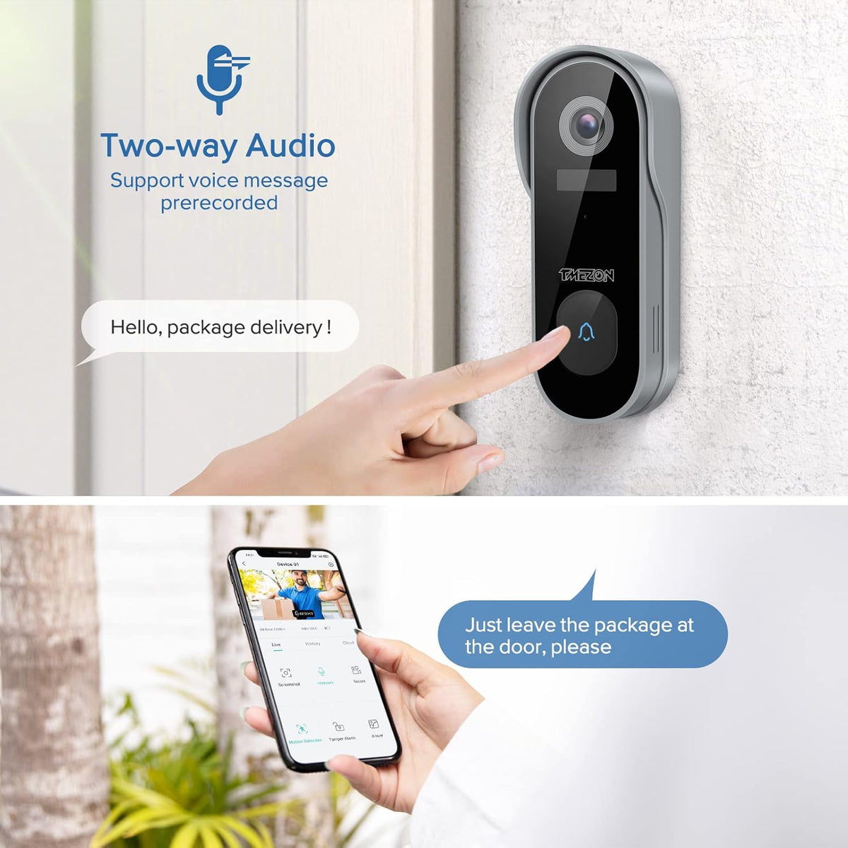 1080P HD WiFi Wireless Video Doorbell Camera with Chime N1301