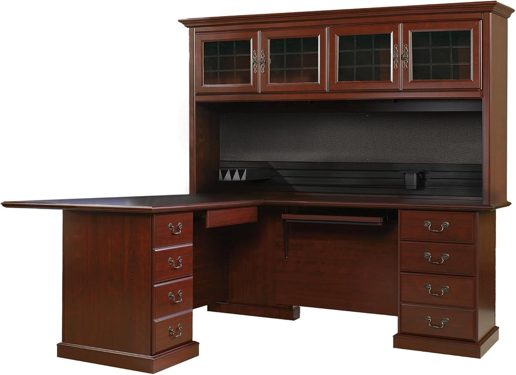 L-Shaped Desk with Hutch, Classic Cherry Y59331