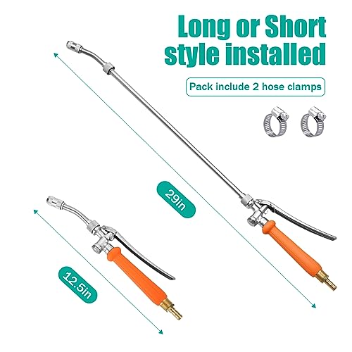 All Metal Replacement Sprayer Wand with Shut off Valve & 2 Hose Clamps U4815