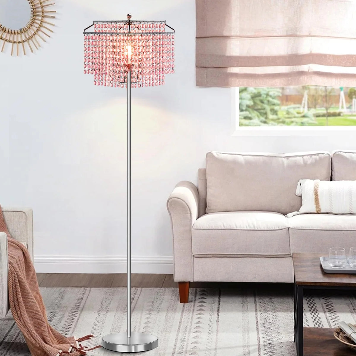 Pink Crystal Metal Floor Lamp N78107