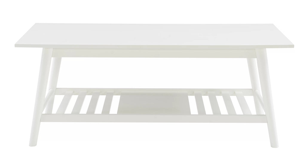 White Mid-Century Coffee Table with Shelf H75616