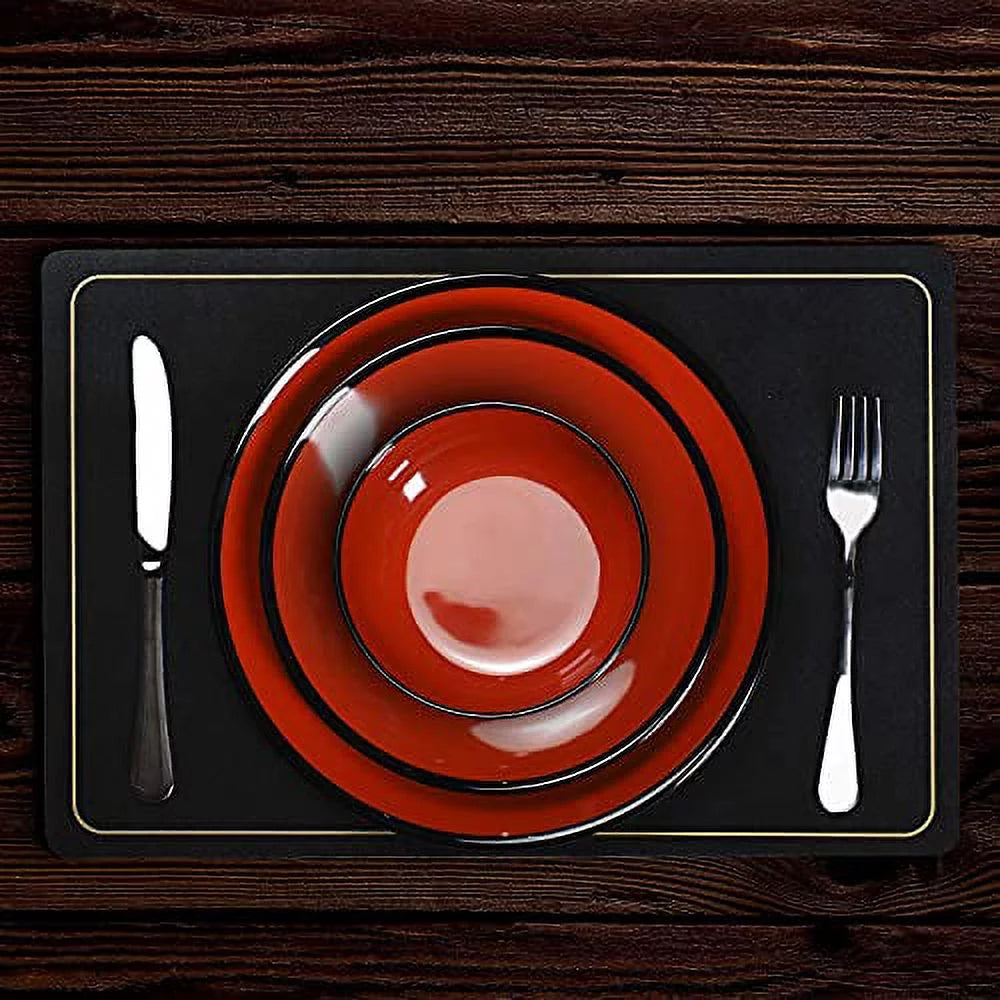 12-Piece Melamine Dinnerware Set with Bowls and Plates D717