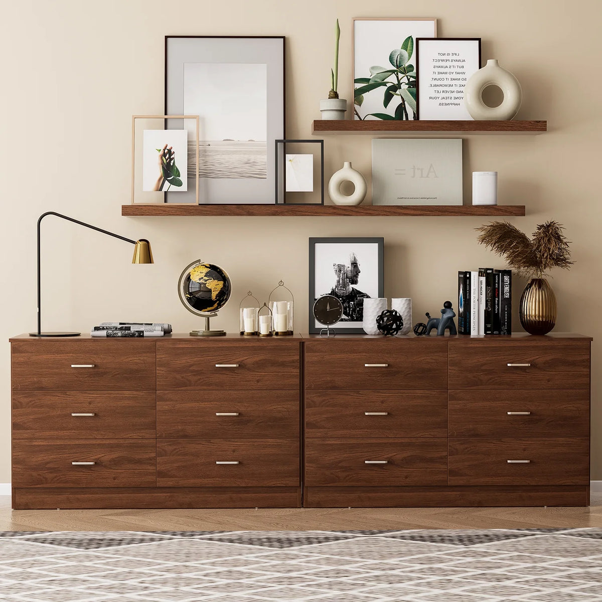 White 6 Drawer Wood Double Dresser Z3402
