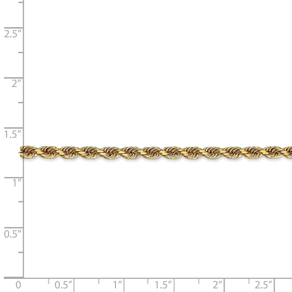 14kt Yellow Gold Diamond Cut Rope Chain 24 inch Lobster Clasp J1177