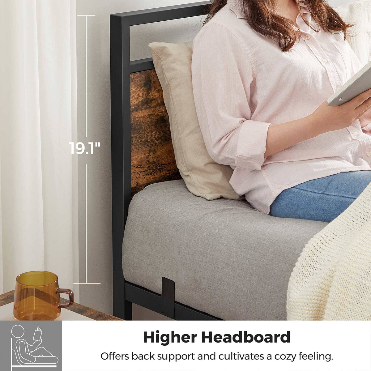 Twin Size Metal Bed Frame with Headboard A115548