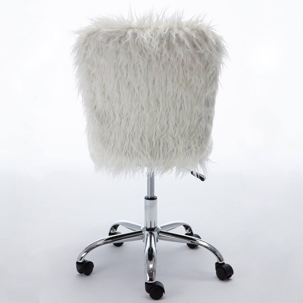 White Faux-Leather Armless Office Chair J401