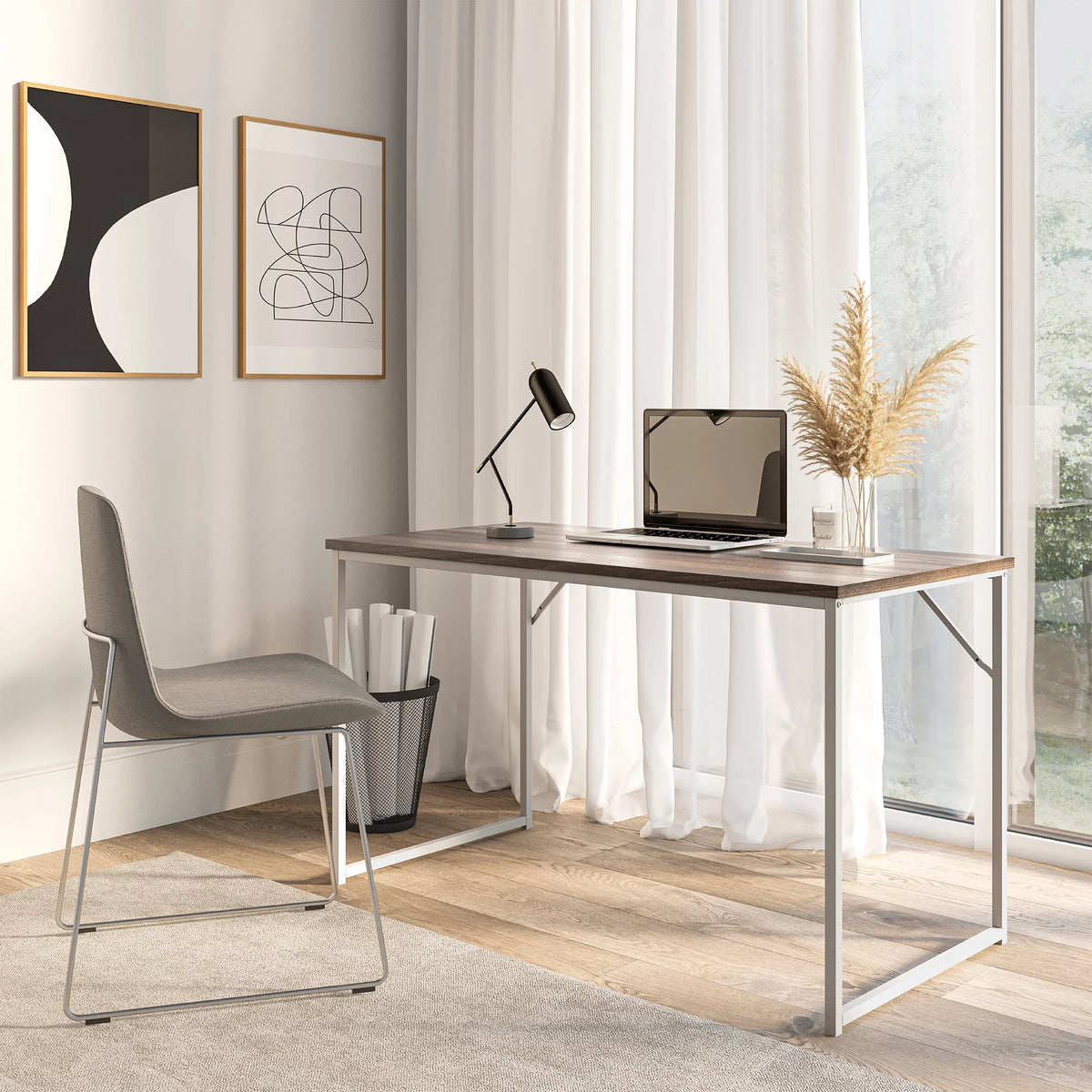 Computer Desk with White Frame H75297
