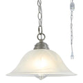 Black Hanging Pendant Light with Alabaster Glass Shade D35225