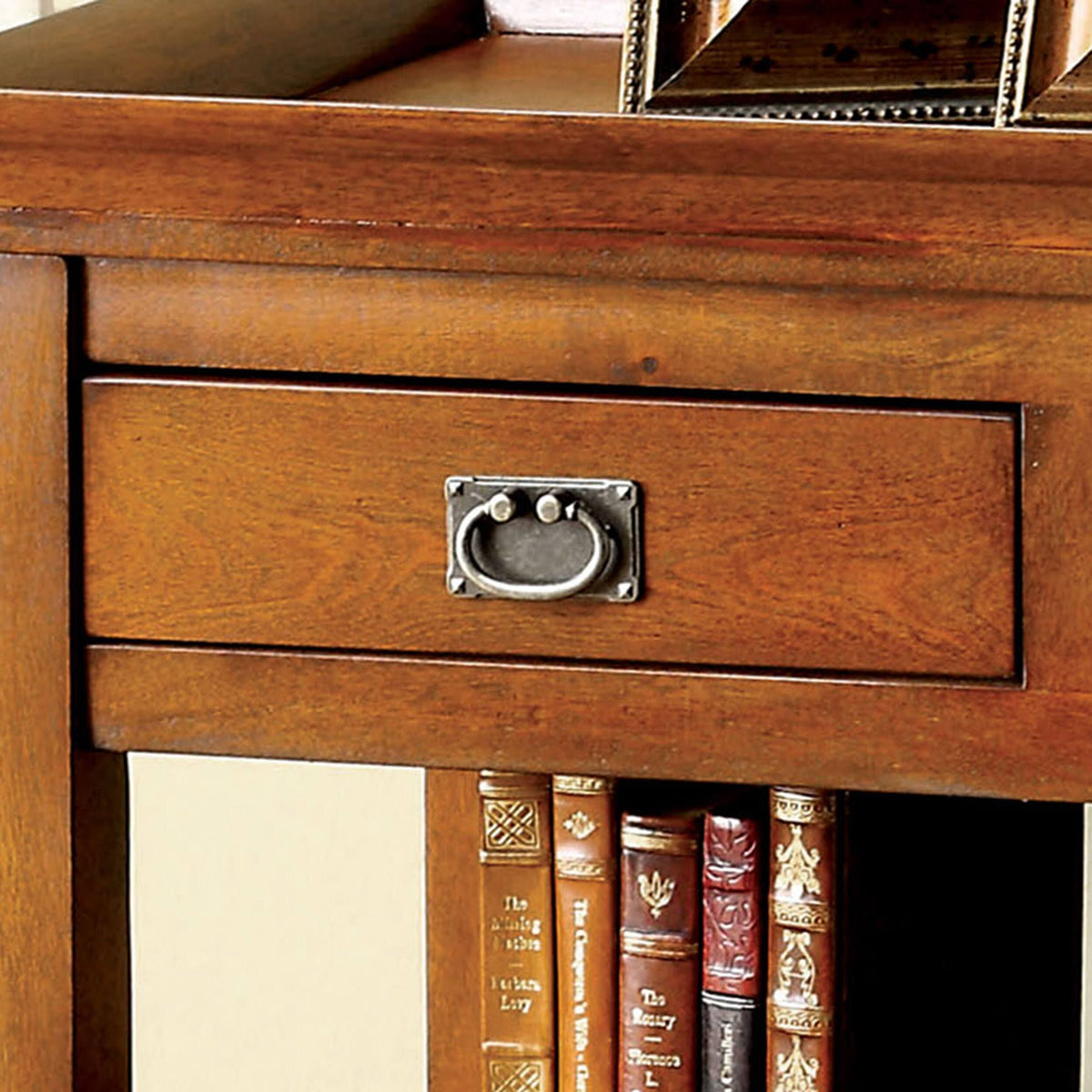 Oak Finish Wood 2-Drawer End Table X1817