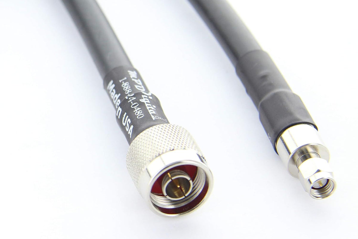 50 Ohm Black Coaxial Cable with N Male and SMA Male Connectors (5 ft) Pack of 2 C361052